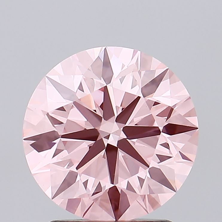 2.16 carat fancy intense pink round lab grown diamond VS1 clarity