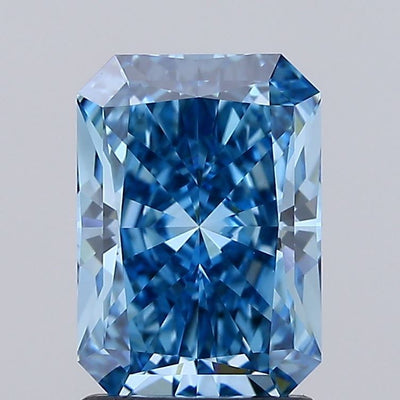 1.81 carat fancy vivid blue radiant lab grown diamond VVS2 clarity