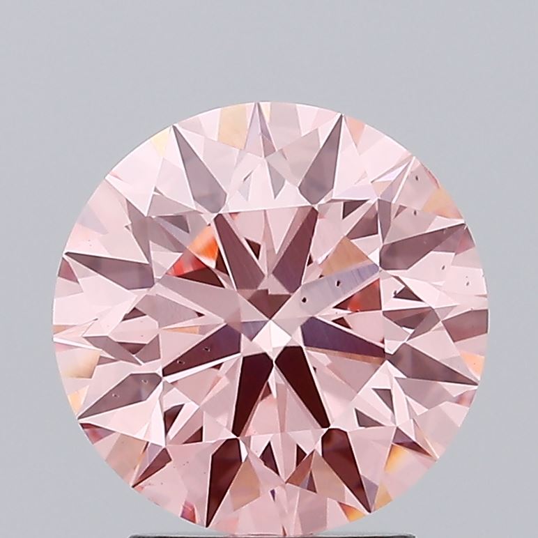 2.63 carat fancy intense pink round lab grown diamond SI1 clarity