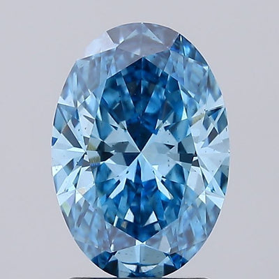 2.01 carat fancy vivid blue oval lab grown diamond VS2 clarity