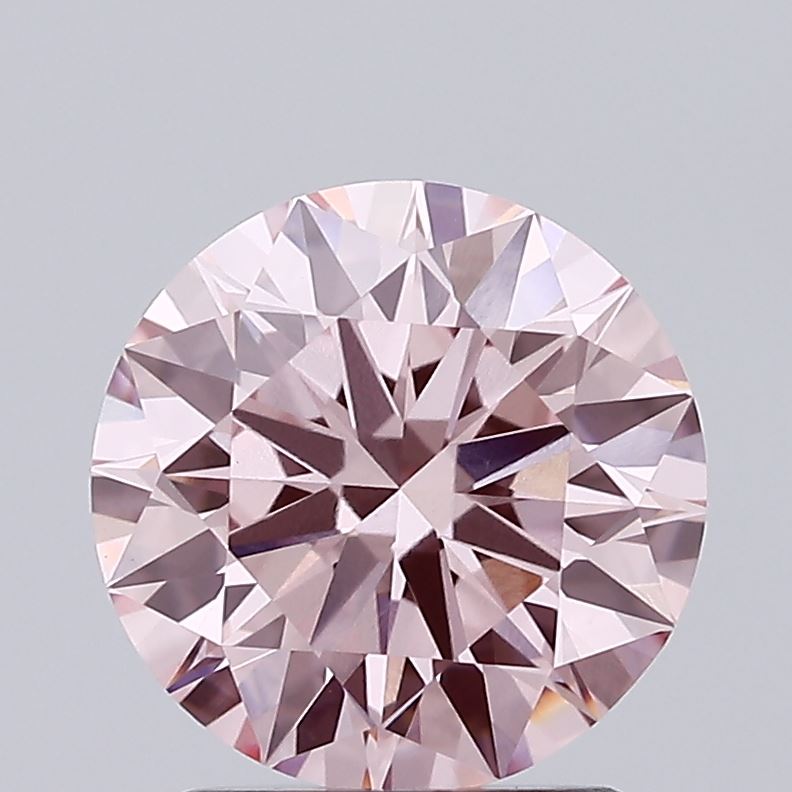 2.09 carat fancy vivid pink round lab grown diamond VVS2 clarity