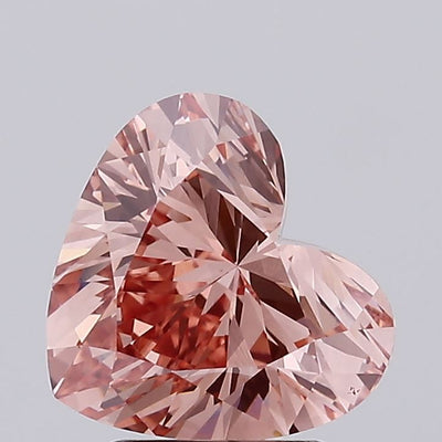2.61 carat fancy vivid brown pink heart lab grown diamond VS1 clarity