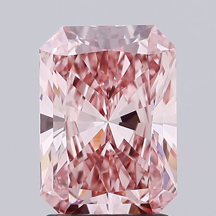 1.91 carat fancy intense brownish pink radiant lab grown diamond VS1 clarity