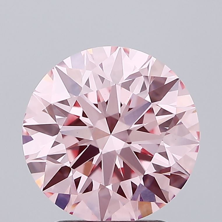 2.29 carat fancy intense pink round lab grown diamond VVS2 clarity