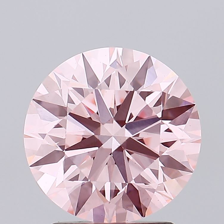 2.26 carat fancy intense pink round lab grown diamond VS1 clarity
