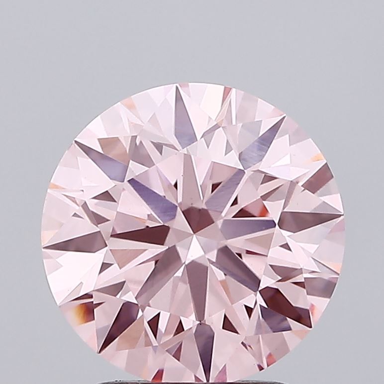 2.16 carat fancy vivid pink round lab grown diamond VS1 clarity