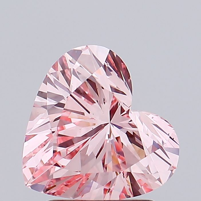 1.80 carat fancy vivid pink heart lab grown diamond VS2 clarity