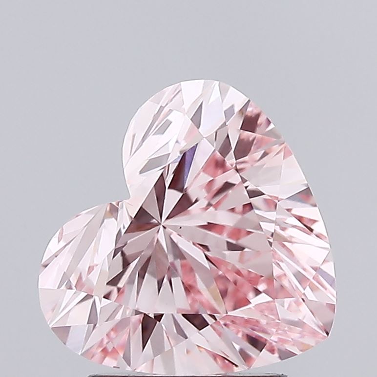 2.14 carat fancy intense pink heart lab grown diamond VS2 clarity