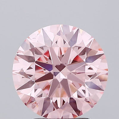 2.43 carat fancy vivid pink round lab grown diamond SI1 clarity