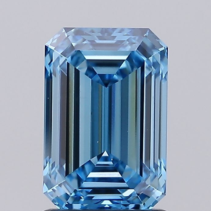 1.53 carat fancy vivid blue emerald lab grown diamond VVS2 clarity