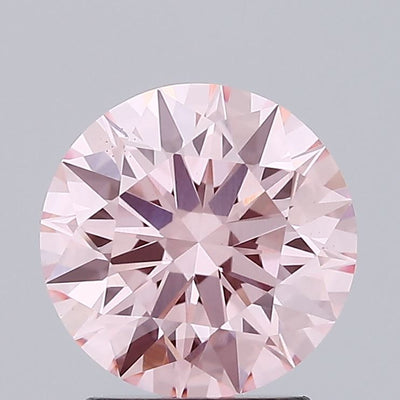 2.06 carat fancy vivid pink round lab grown diamond VS1 clarity