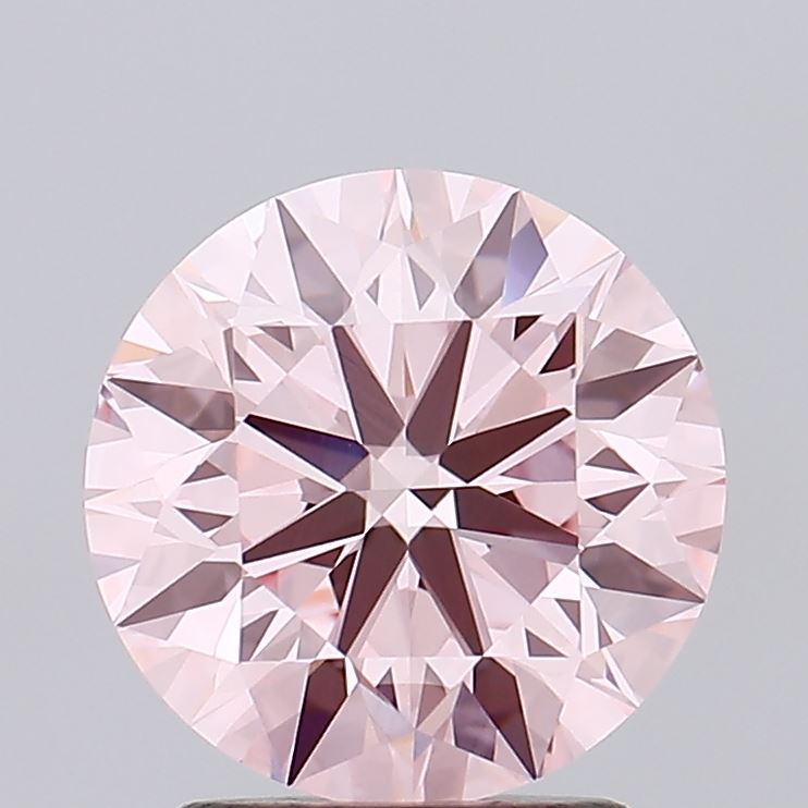 2.15 carat fancy intense pink round lab grown diamond VVS2 clarity