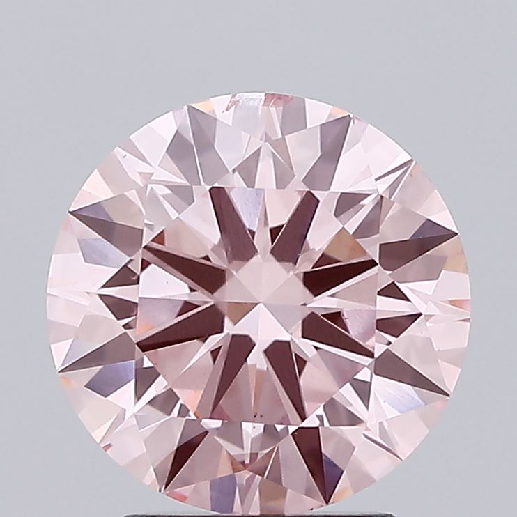 2.75 carat fancy intense pink round lab grown diamond SI1 clarity