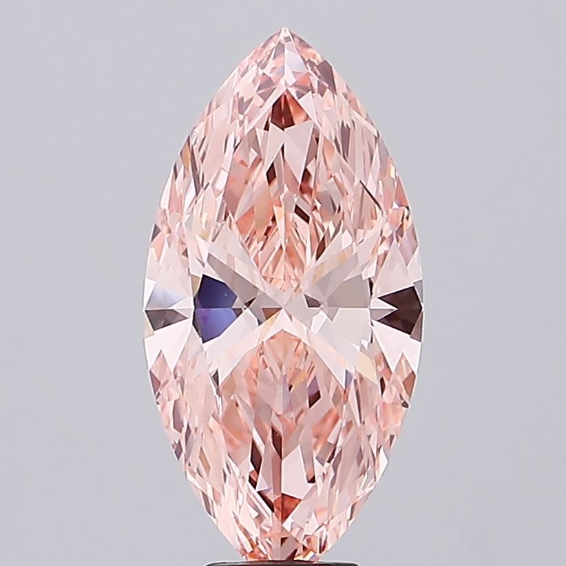7.50 carat fancy intense orangey pink marquise lab grown diamond VVS2 clarity