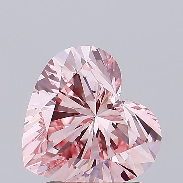1.82 carat fancy intense pink heart lab grown diamond VS1 clarity