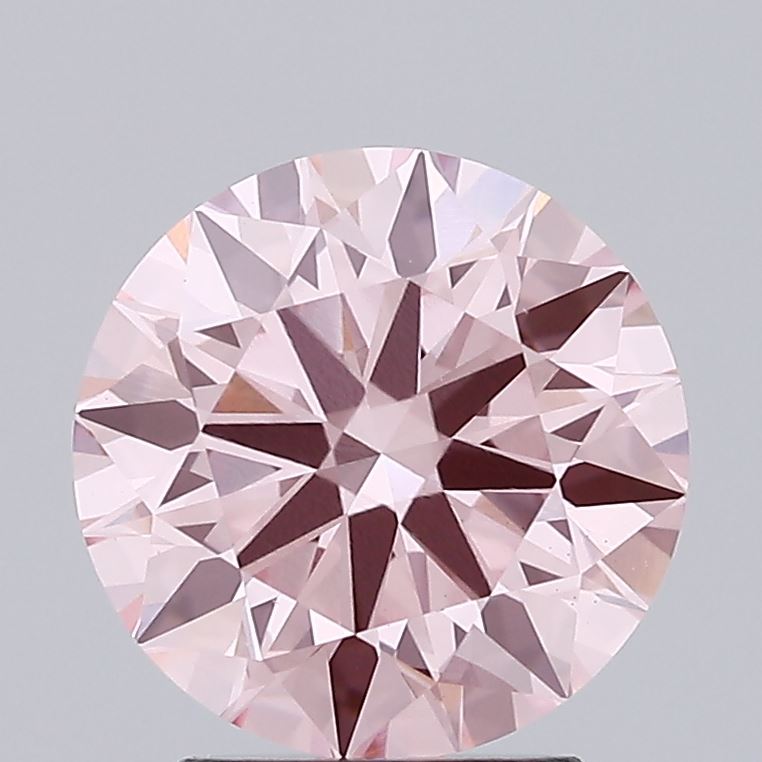2.61 carat fancy intense pink round lab grown diamond VS1 clarity
