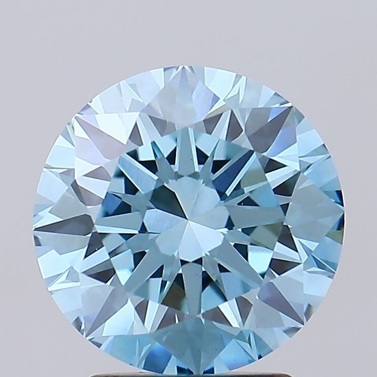 2.71 carat fancy vivid blue round lab grown diamond VVS2 clarity