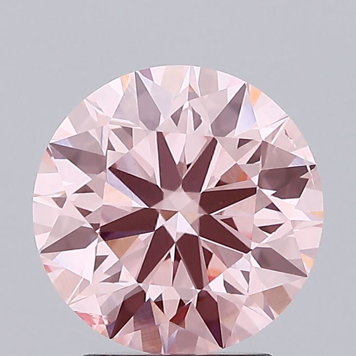 2.72 carat fancy vivid pink round lab grown diamond SI1 clarity