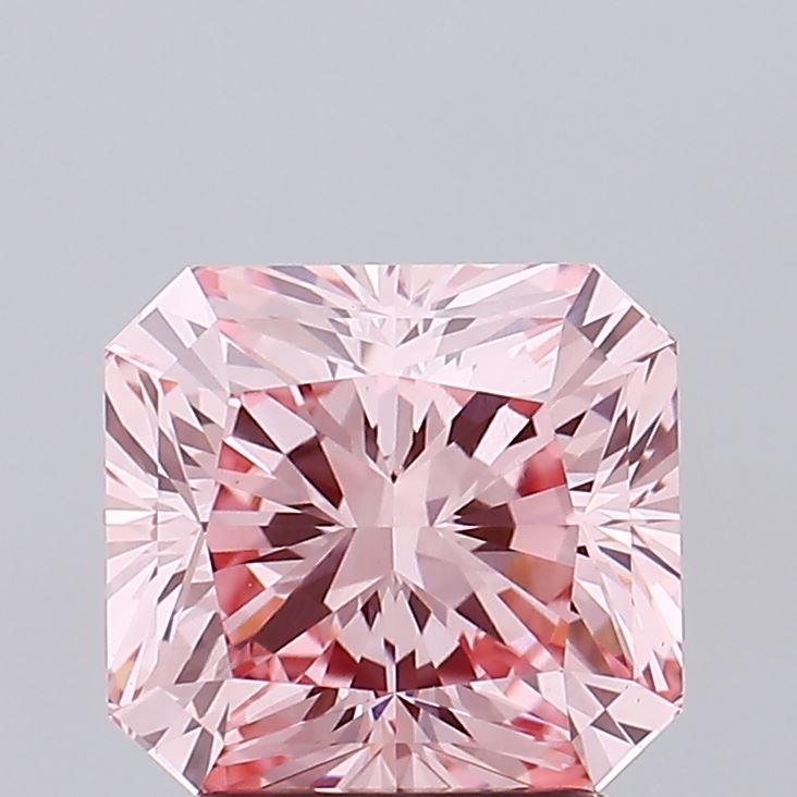 2.94 carat fancy vivid pink radiant lab grown diamond VVS2 clarity