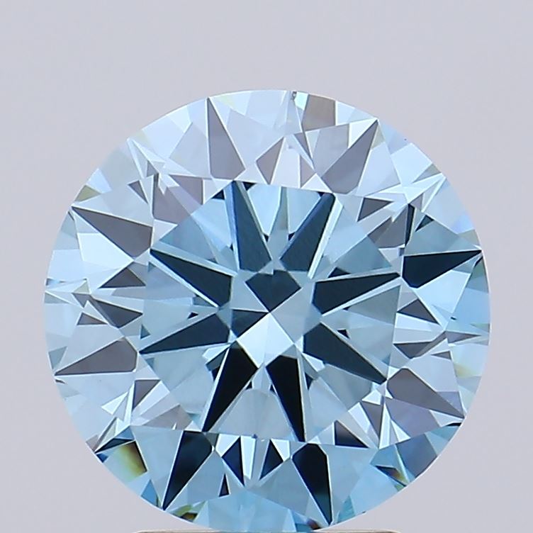 3.07 carat fancy vivid blue round lab grown diamond VS1 clarity