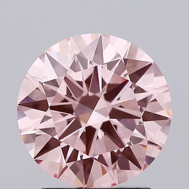 2.02 carat fancy intense pink round lab grown diamond VS1 clarity
