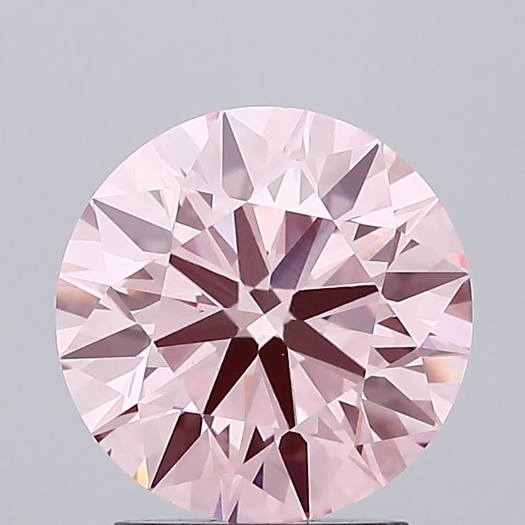 2.08 carat fancy intense pink round lab grown diamond VS1 clarity