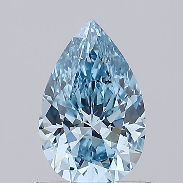 0.83 carat fancy vivid blue pear lab grown diamond SI1 clarity