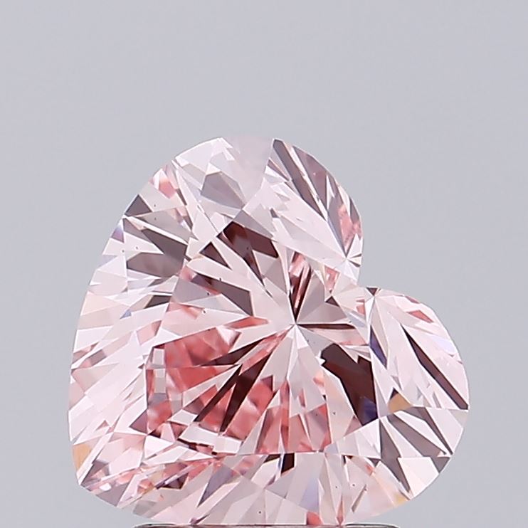 2.13 carat fancy intense pink heart lab grown diamond VS2 clarity