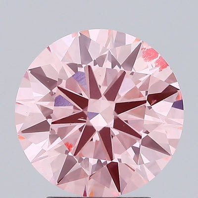 2.86 carat fancy vivid pink round lab grown diamond SI1 clarity