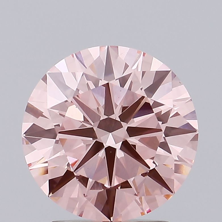 2.58 carat fancy intense pink round lab grown diamond VS1 clarity