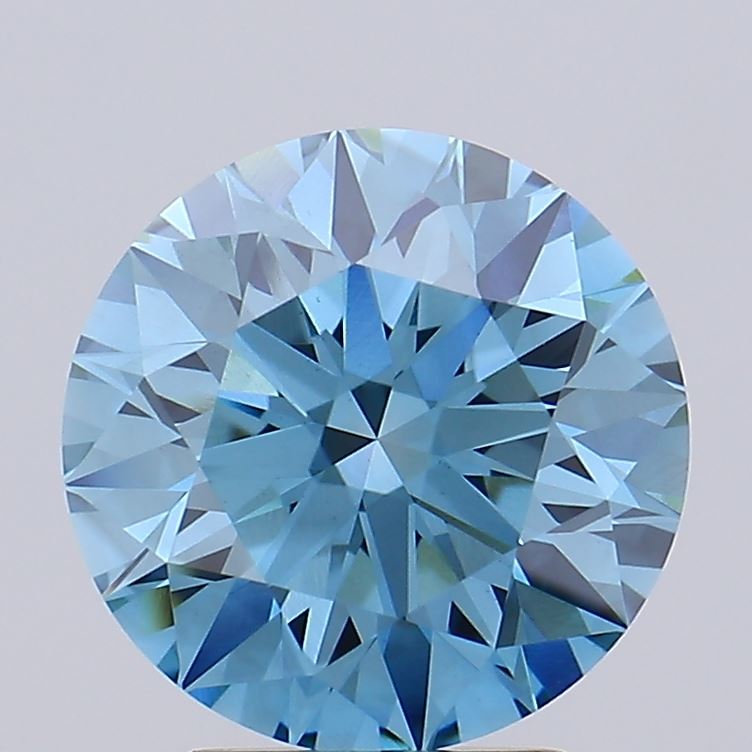 3.08 carat fancy vivid blue round lab grown diamond VS1 clarity
