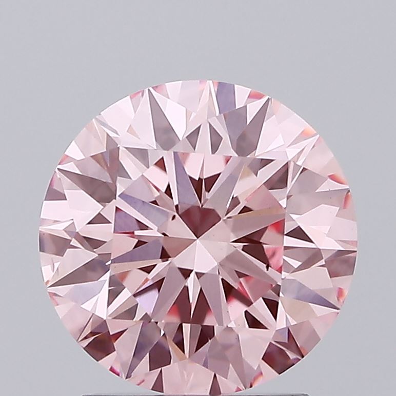 2.15 carat fancy intense pink round lab grown diamond VS2 clarity