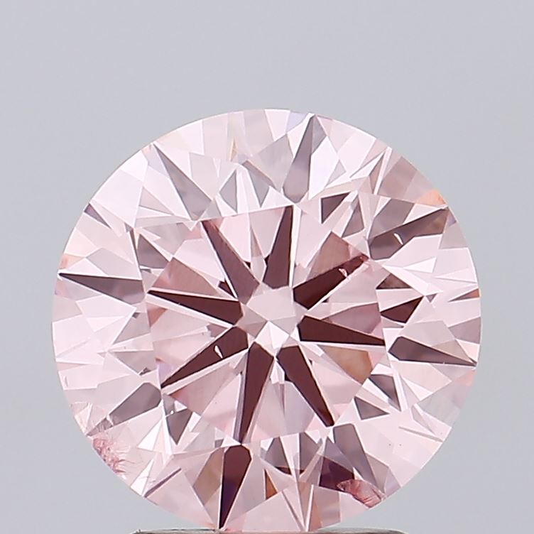 2.64 carat fancy vivid pink round lab grown diamond SI1 clarity