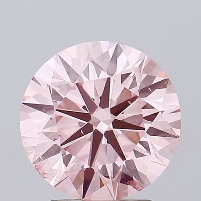 2.64 carat fancy vivid pink round lab grown diamond SI1 clarity