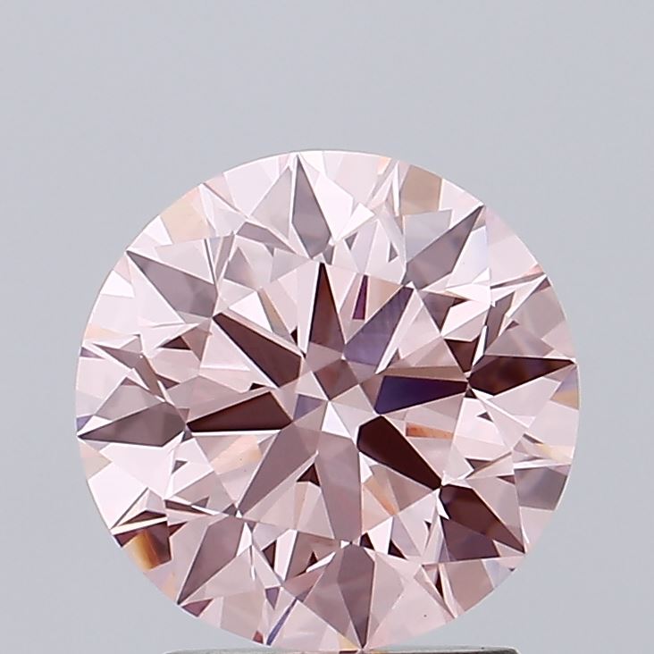 2.11 carat fancy intense pink round lab grown diamond VVS2 clarity
