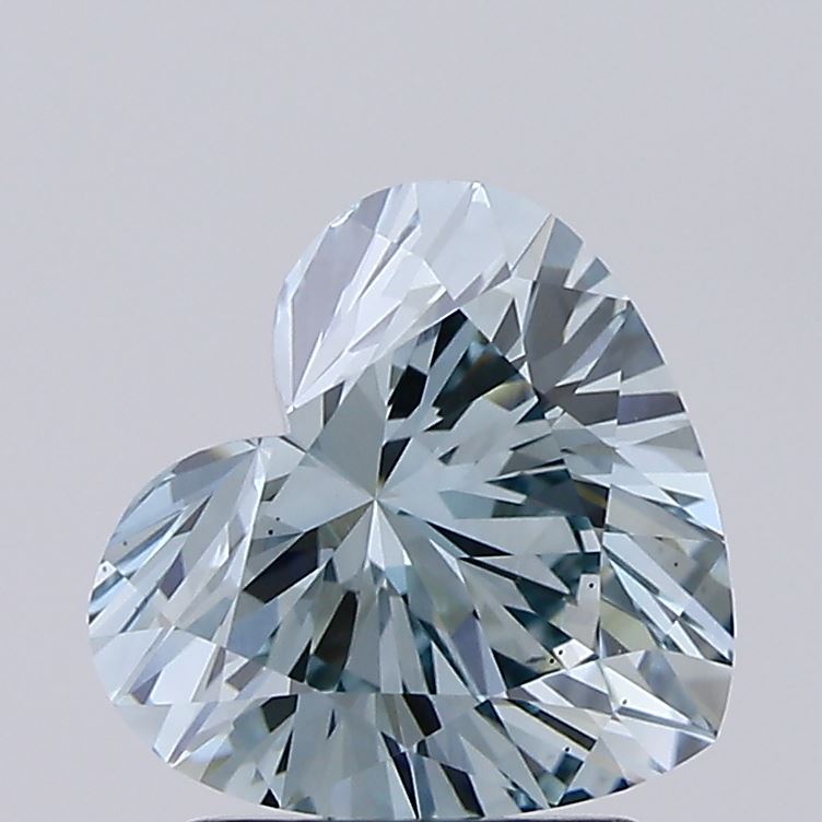 2.08 carat fancy intense green blue heart lab grown diamond VS2 clarity