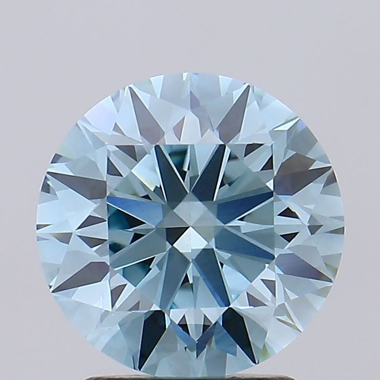 2.35 carat fancy intense greenish blue round lab grown diamond VVS2 clarity