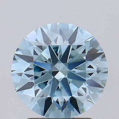 2.35 carat fancy intense greenish blue round lab grown diamond VVS2 clarity