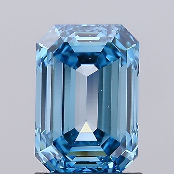 1.52 carat fancy vivid blue emerald lab grown diamond VS2 clarity