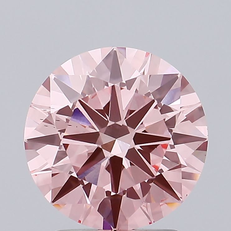 2.31 carat fancy intense pink round lab grown diamond VS2 clarity