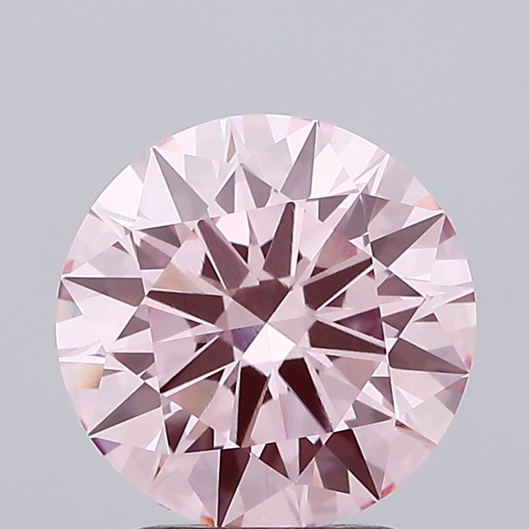 2.09 carat fancy vivid pink round lab grown diamond VVS2 clarity