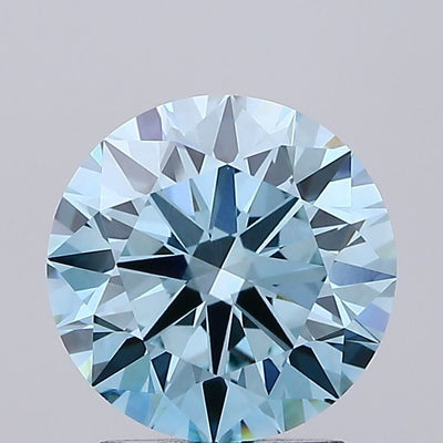 2.10 carat fancy intense blue round lab grown diamond VVS2 clarity