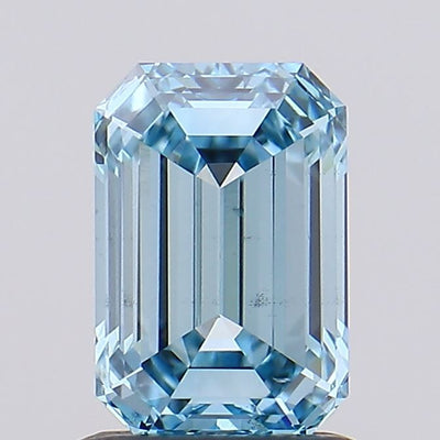 0.90 carat fancy vivid blue emerald lab grown diamond VS2 clarity