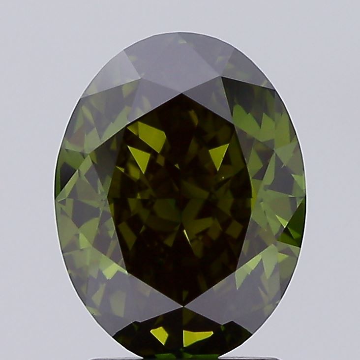 2.43 carat fancy deep green oval lab grown diamond VS1 clarity