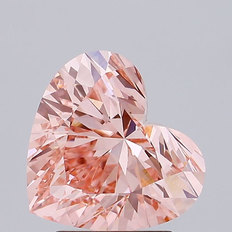 2.51 carat fancy intense pink heart lab grown diamond VVS2 clarity