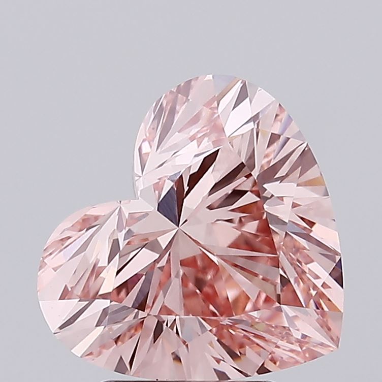 3.39 carat fancy intense brownish pink heart lab grown diamond VVS2 clarity