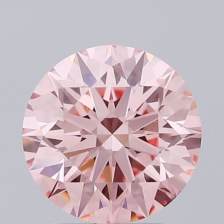2.68 carat fancy intense pink round lab grown diamond VS2 clarity