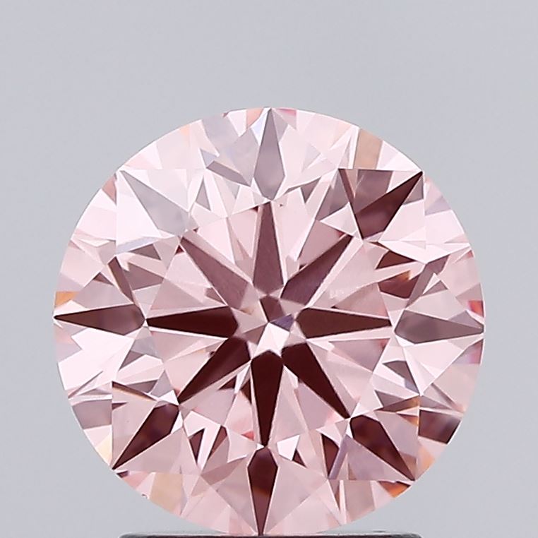 2.20 carat fancy vivid pink round lab grown diamond VS1 clarity