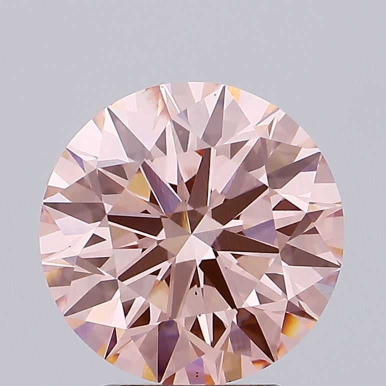 3.05 carat fancy intense pink round lab grown diamond SI1 clarity
