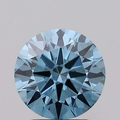 2.27 carat fancy vivid greenish blue round lab grown diamond VVS2 clarity